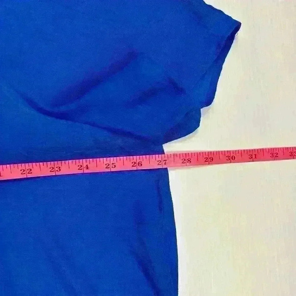 Zac & Rachel Womens 2X Blue Crocheted Tunic Blouse Top Draped Sides Short Sleeve - Picture 4 of 13